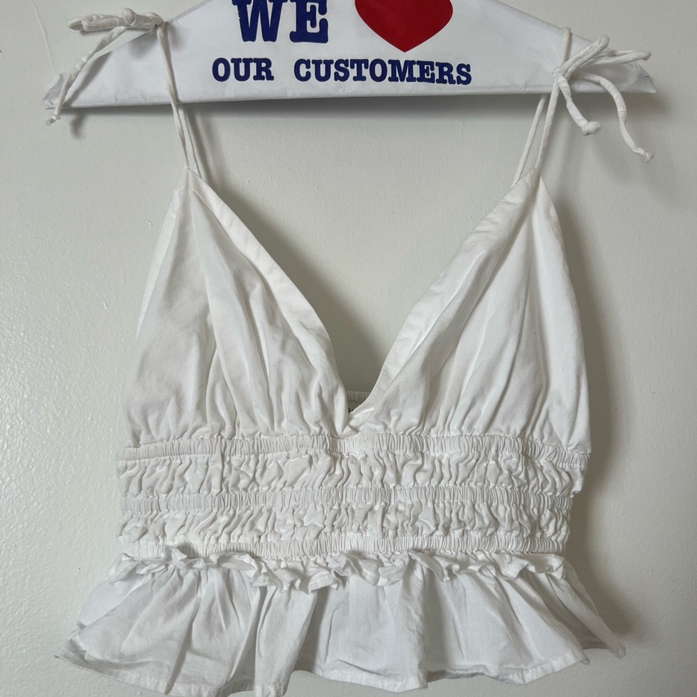 White Smocked Crop Top